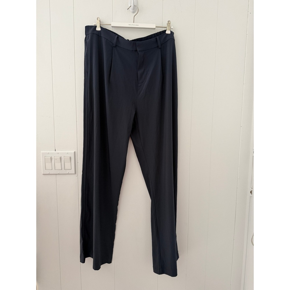 Vuori Villa Wide Leg Trousers Navy Blue Pleated Performance Pants XXL